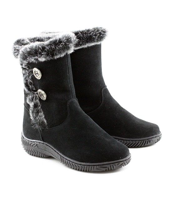 Women's boots, short, with gray edges, molded sole
